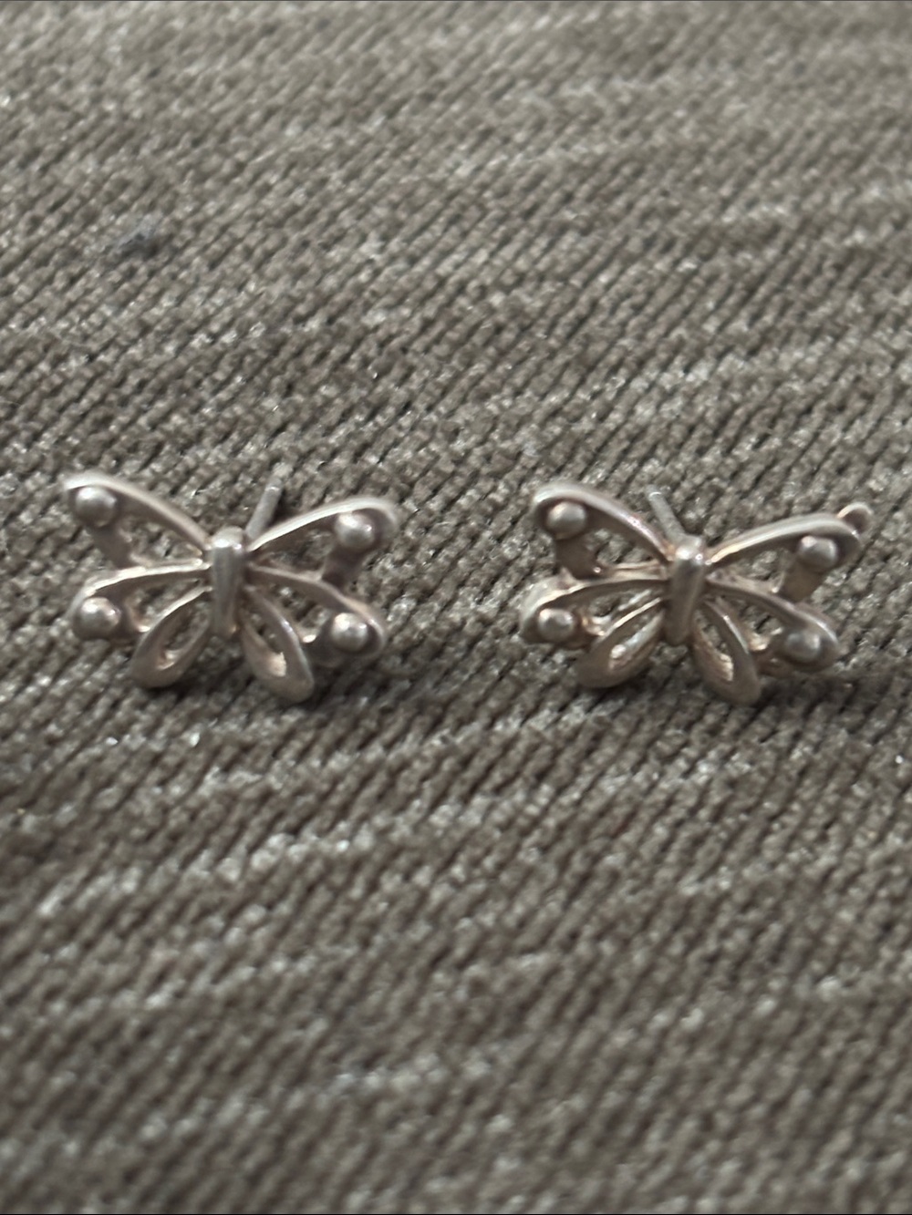 .925 Sterling Silver BUTTERFLY BUTTERFLIES MOTHS earrings fine jewelry Vntg 90s